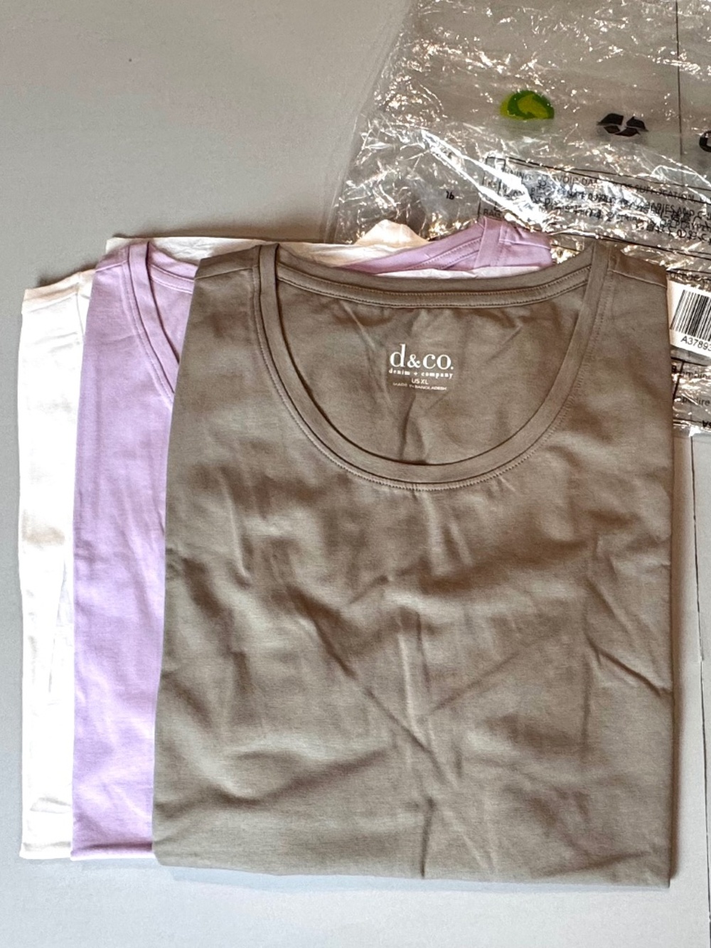 NWT Denim & Co Essentials AnyWear Jersey Tops Set of 3 Olive Lilac White XL